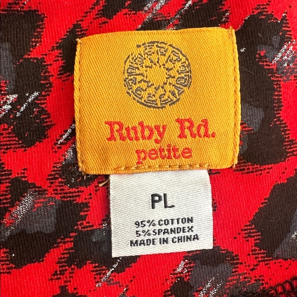 Ruby Rd. Red and Black Animal Print Top - Picture 6 of 7